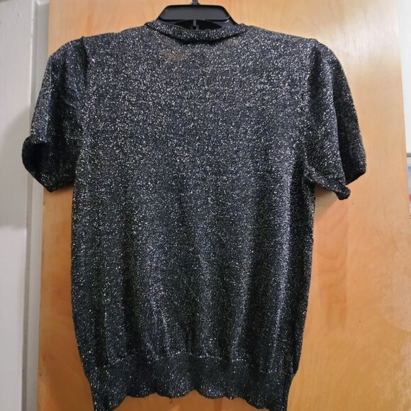 Ladies August Silk Black And Silver Metallic Top Size Medium - Picture 3 of 3